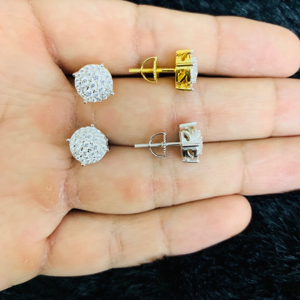 925 Sterling Silver Circle Hip Hop CZ  Earrings